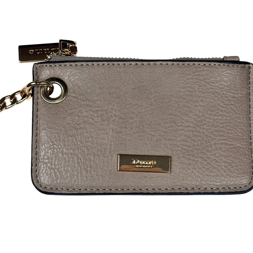 Dune London Taupe Grey Card Holder Coin Purse Gold Chain Key Ring Snakeskin Back